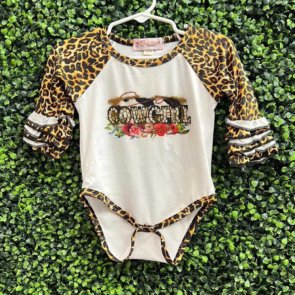 NWT Clover Cottage Cowgirl Leopard Baby Onesie